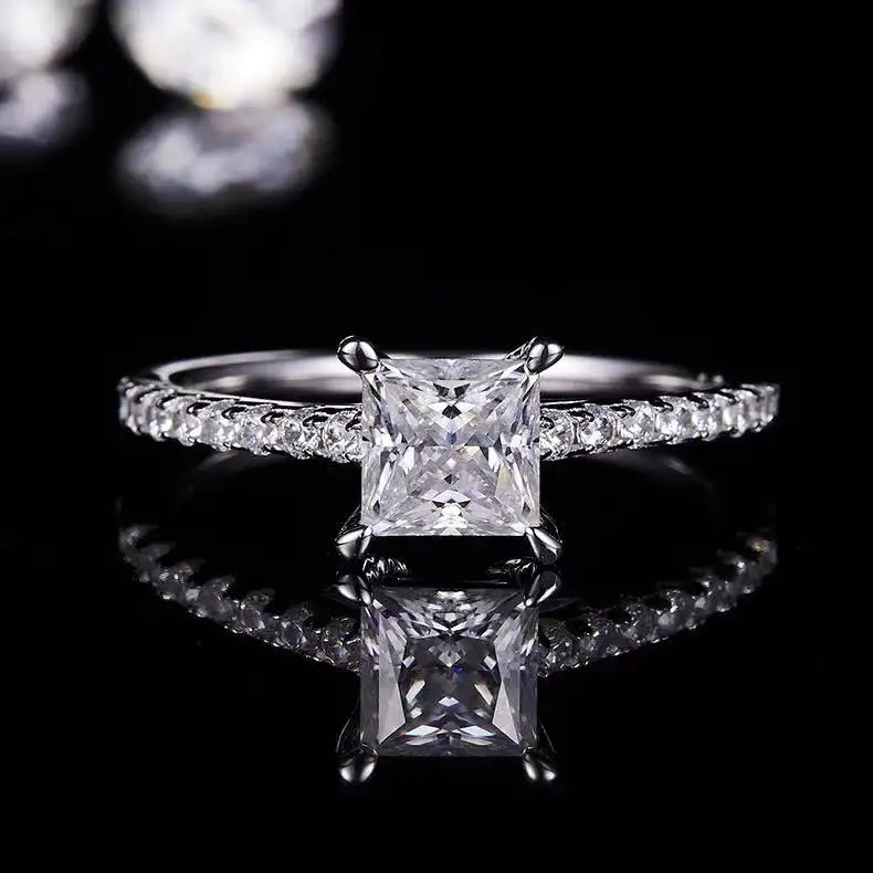 Elevé Basket Set 1.00ct Princess Cut Moissanite Engagement Ring