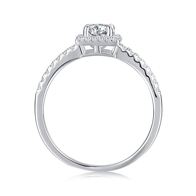 Elevé Halo 0.50ct Moissanite Engagement Ring Set in 9ct White Gold