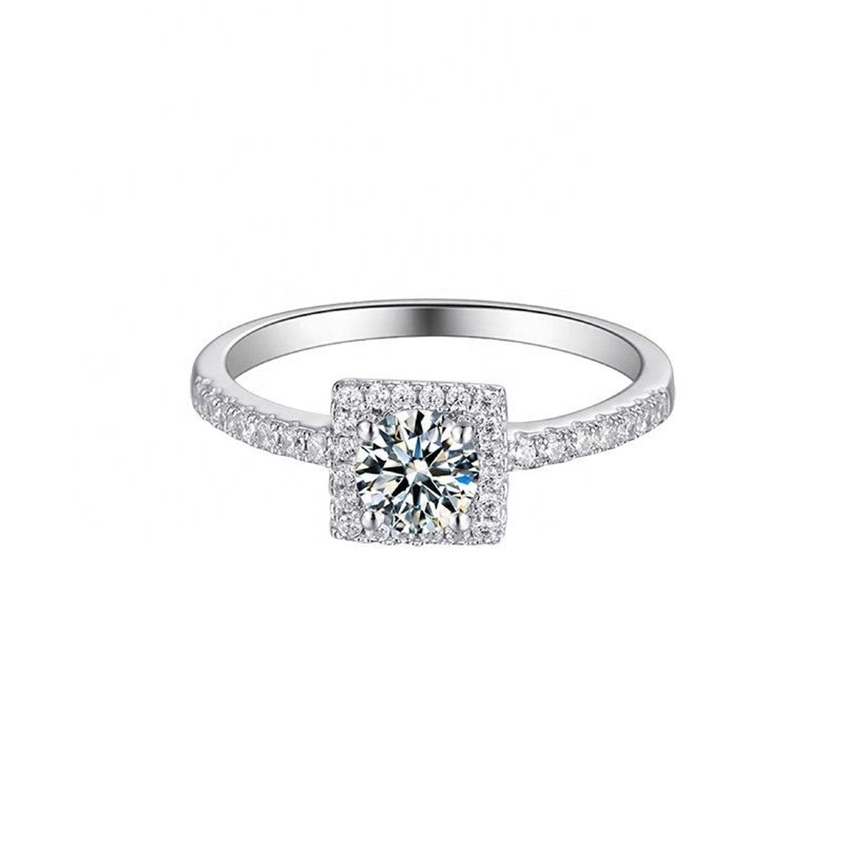 Elevé Halo 0.50ct Moissanite Engagement Ring Set in 9ct White Gold