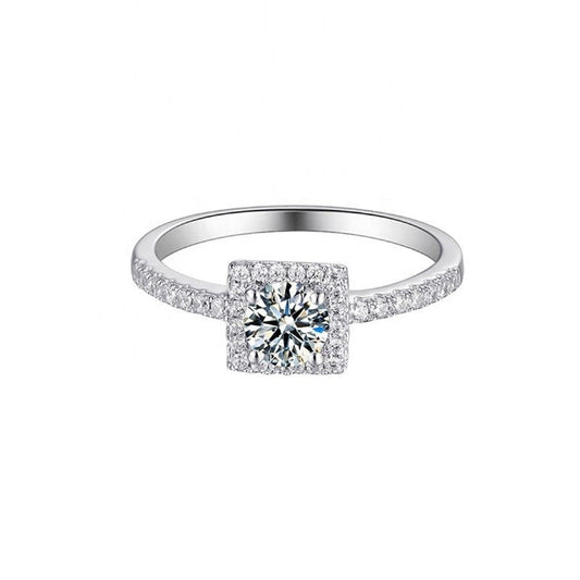Elevé Halo 0.50ct Moissanite Engagement Ring Set in 9ct White Gold