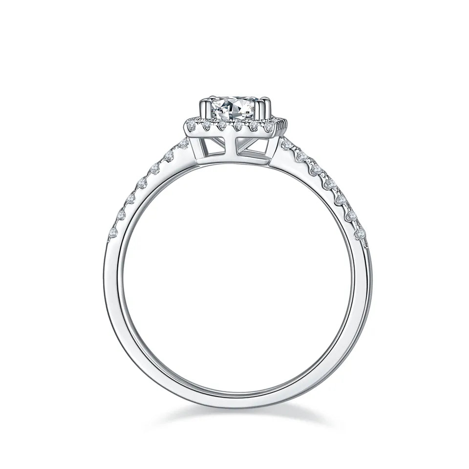 Elevé Halo 0.50ct Moissanite Engagement Ring Set in Sterling Silver