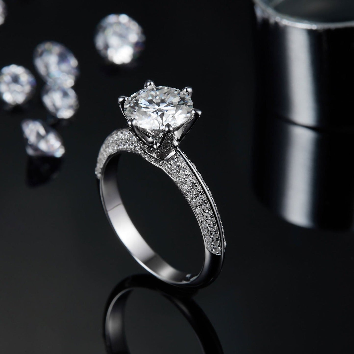 Elevé Pave 2.00ct Moissanite Engagement Ring