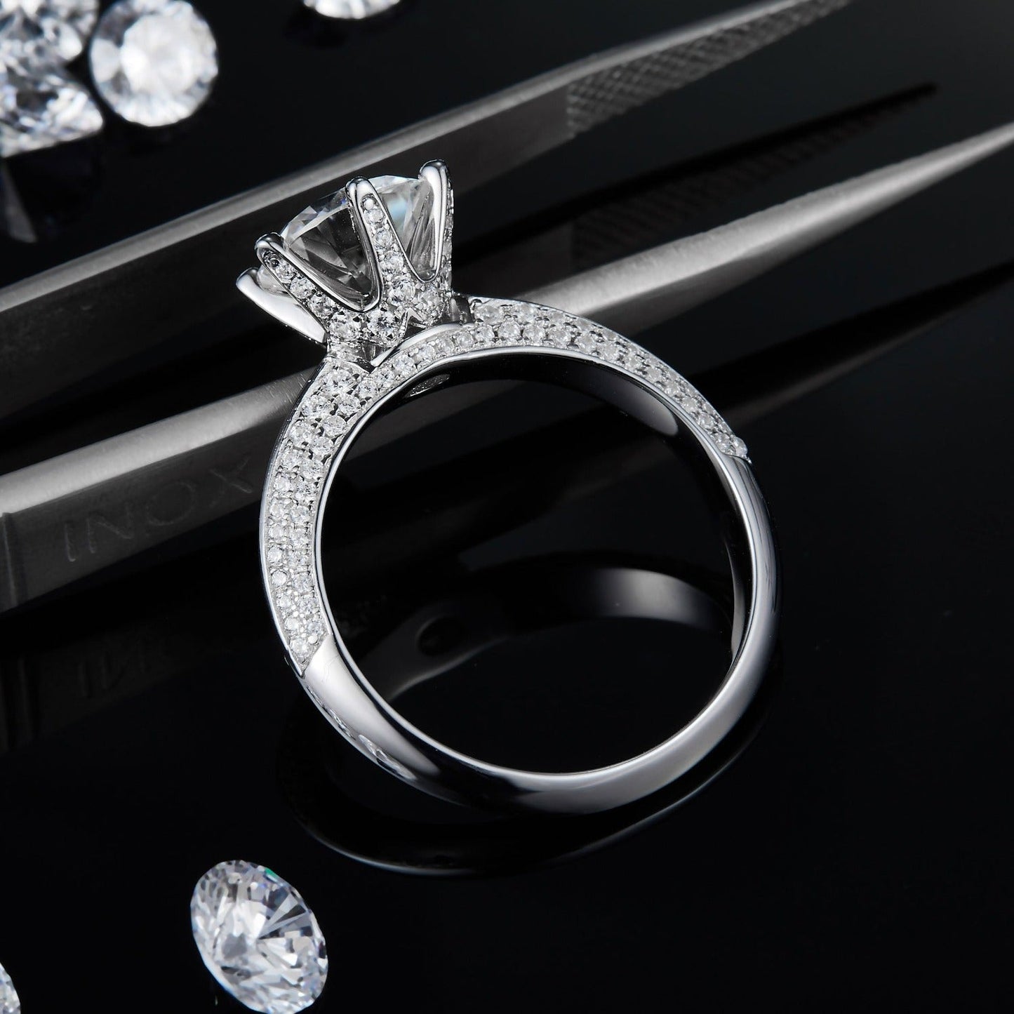 Elevé Pave 2.00ct Moissanite Engagement Ring