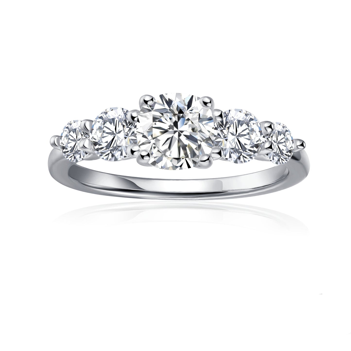 Five-Stone Cushion Cut Moissanite Engagement Ring Set in 9ct White Gold