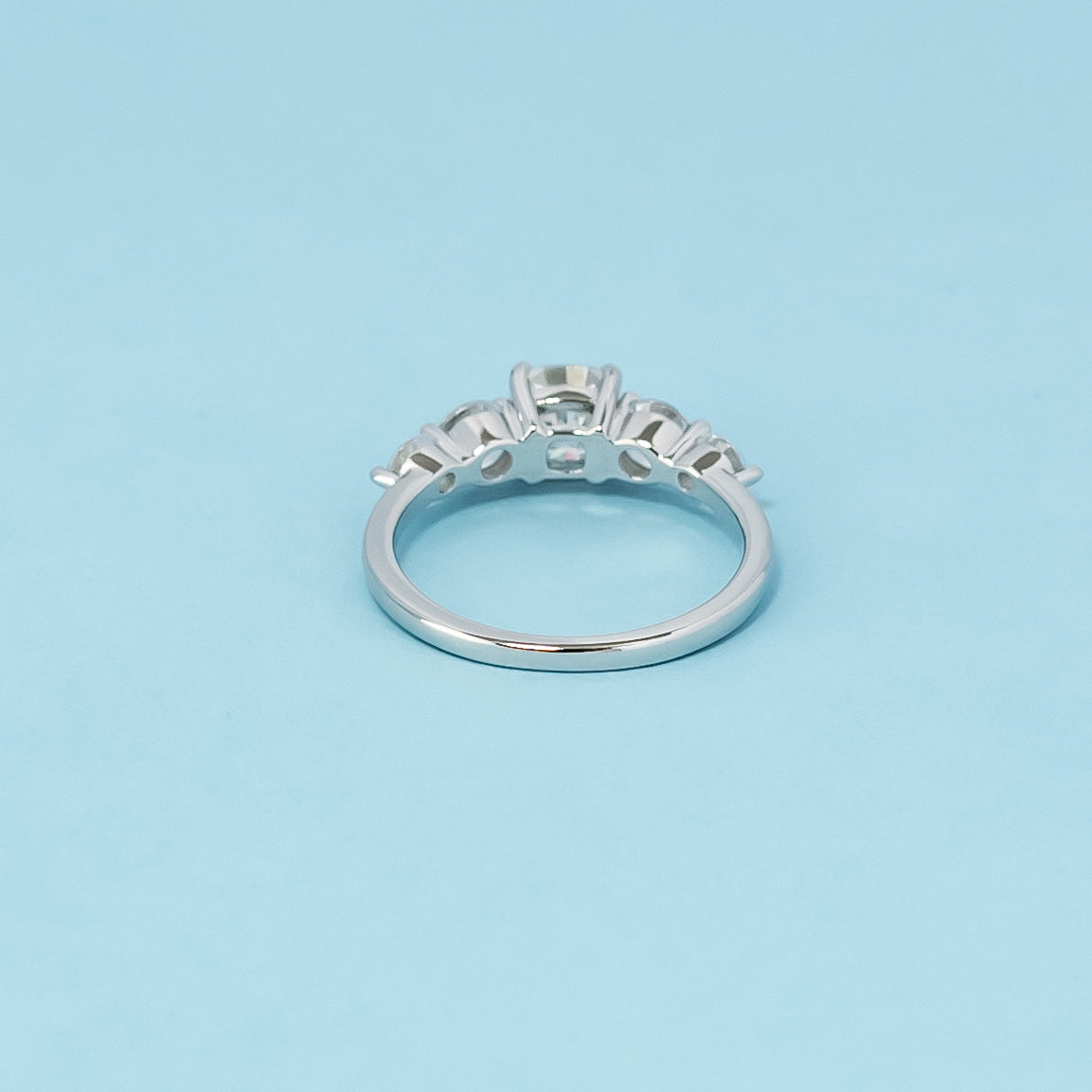 Five-Stone Cushion Cut Moissanite Engagement Ring Set in 9ct White Gold