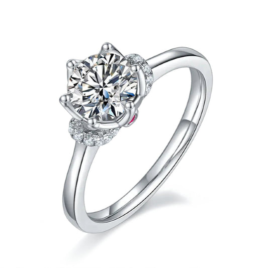 Privé Floral 1.00ct Moissanite Engagement Ring Set in Sterling Silver