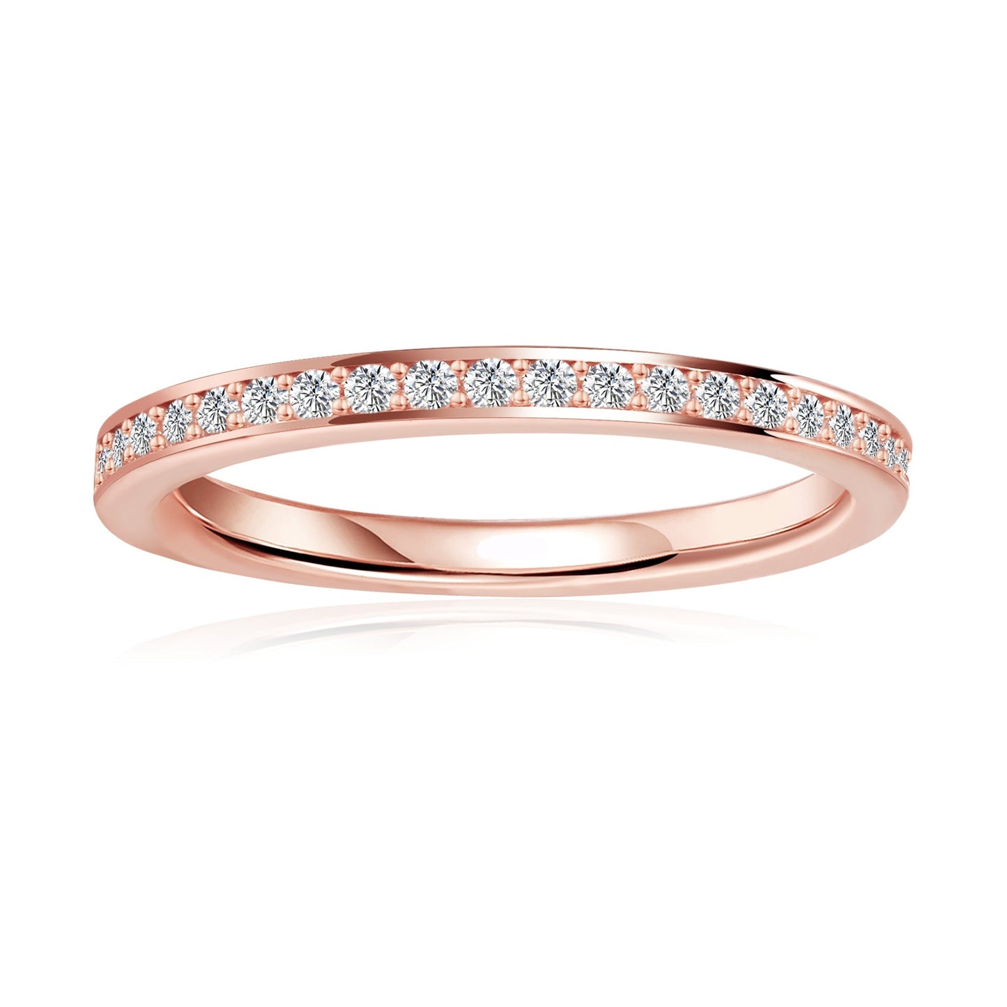 Heritage Pave Moissanite Wedding Band Set in 9ct Rose Gold