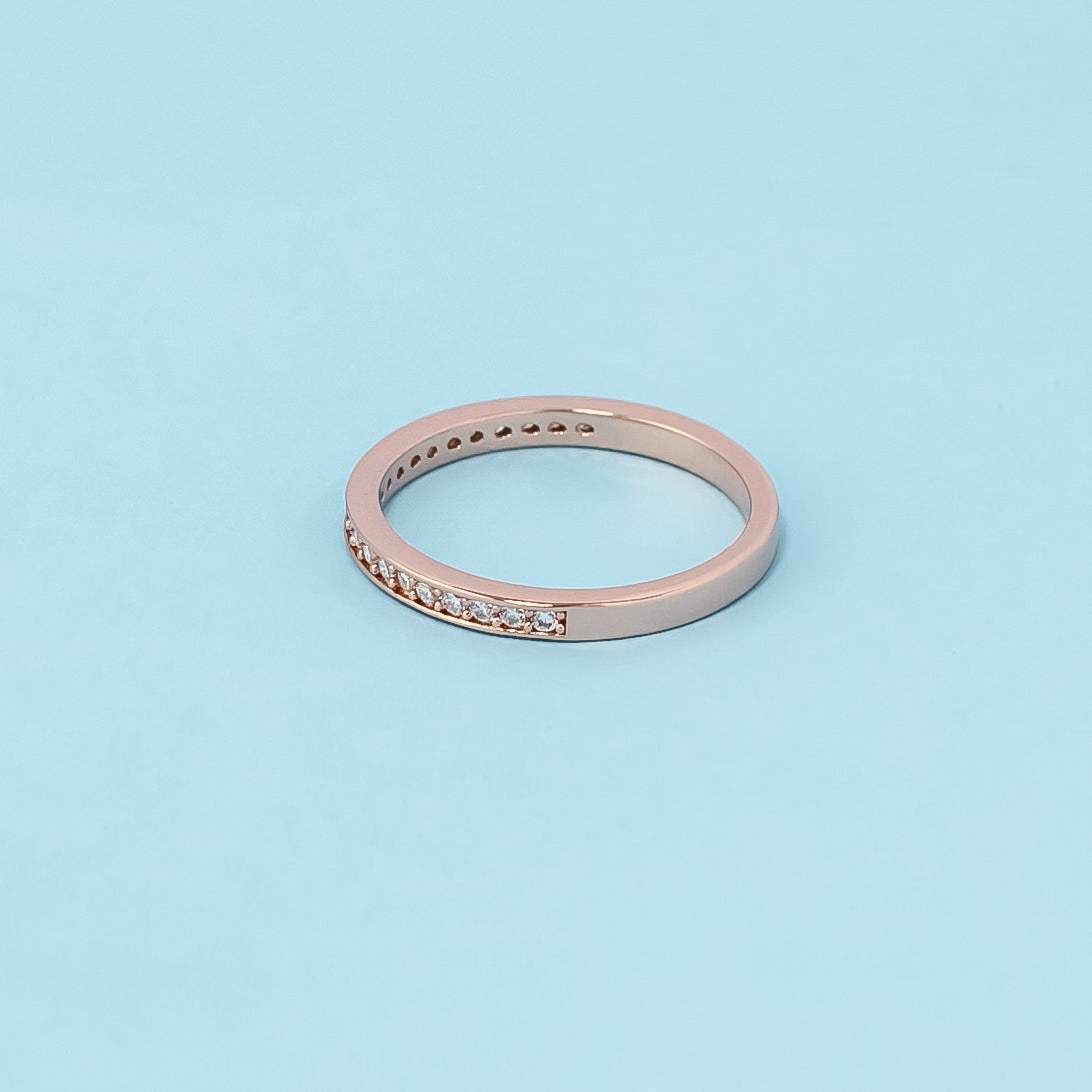 Heritage Pave Moissanite Wedding Band Set in 9ct Rose Gold