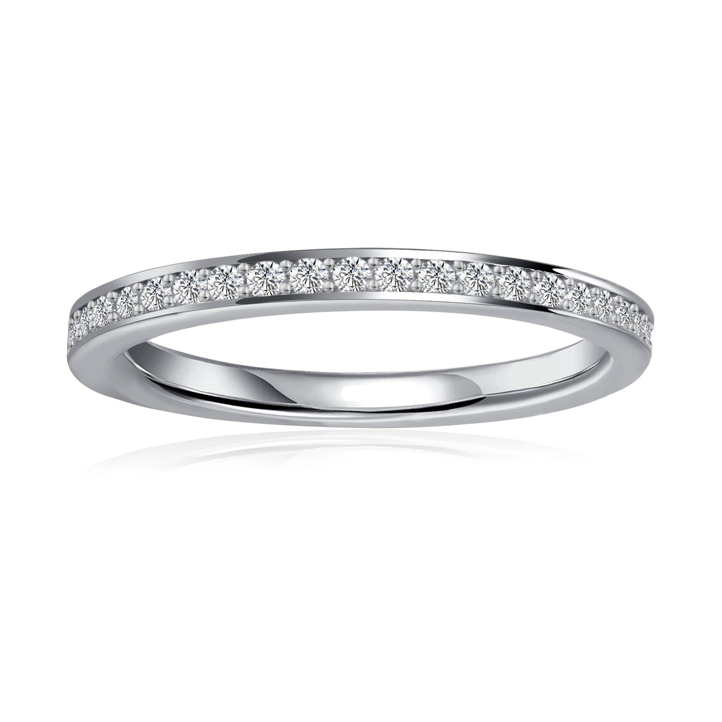Heritage Pave Moissanite Wedding Band Set in 9ct White Gold