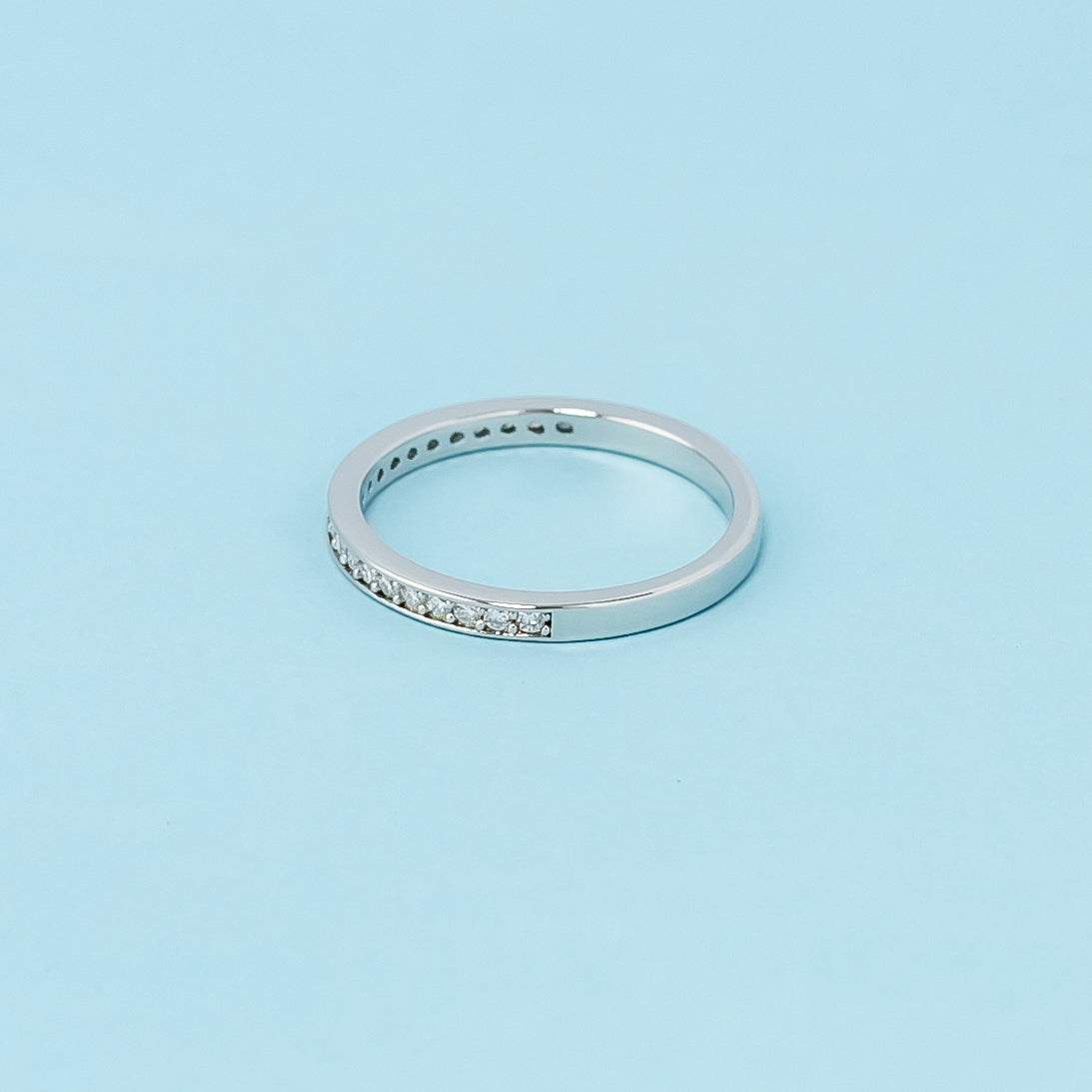 Heritage Pave Moissanite Wedding Band Set in 9ct White Gold