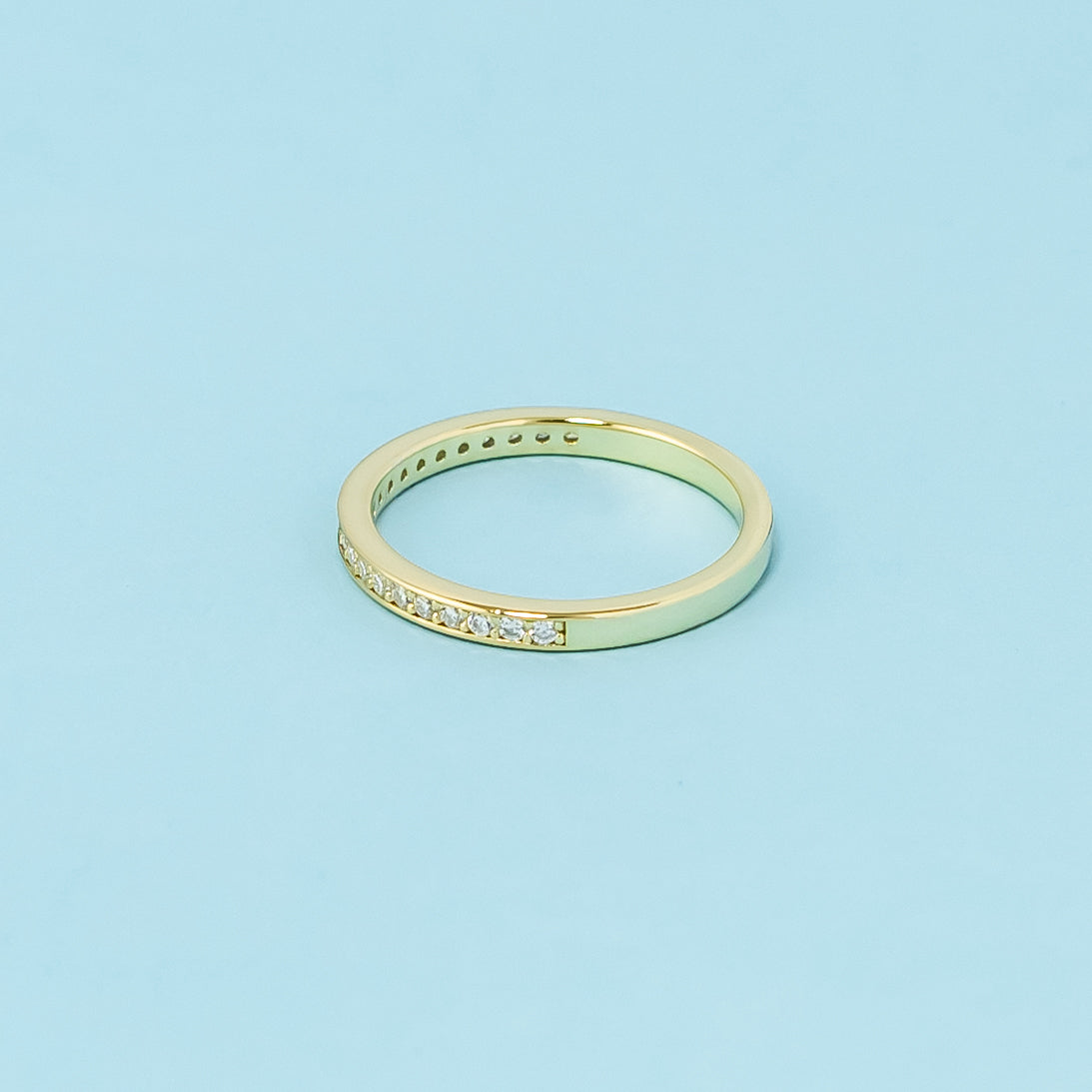 Heritage Pave Moissanite Wedding Band Set in 9ct Yellow Gold