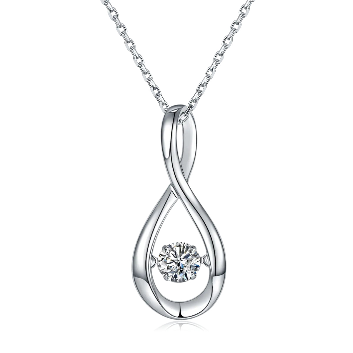 Spiral Dancing Moissanite Pendant Set in Sterling Silver