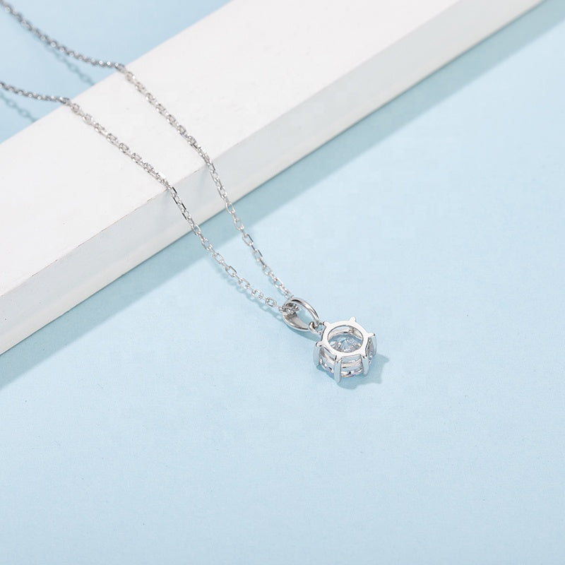Classic 6 Claw 1.00ct Moissanite Pendant Set in Sterling Silver