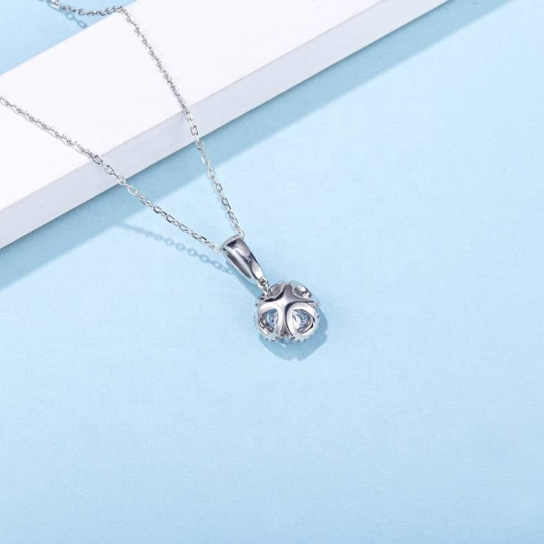 Halo 1.00ct Moissanite Pendant Set in Sterling Silver