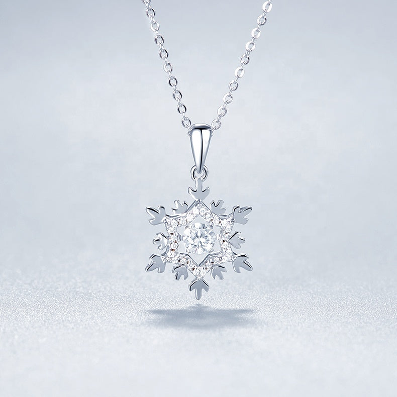 Snowflake Dancing Moissanite Pendant Set in Sterling Silver