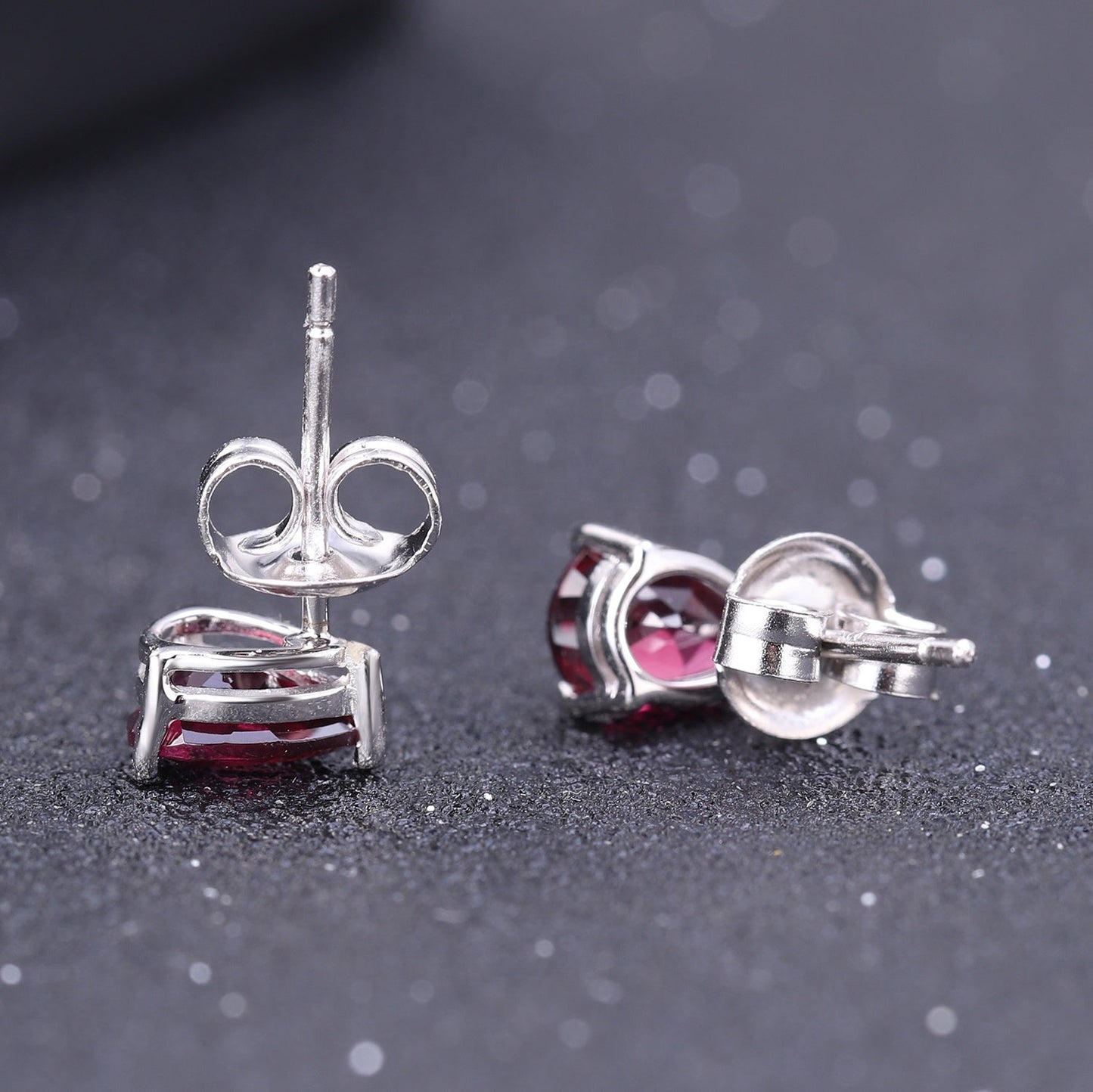 Rhodolite Garnet 0.53ct Pear-Cut Solitaire Stud Earrings