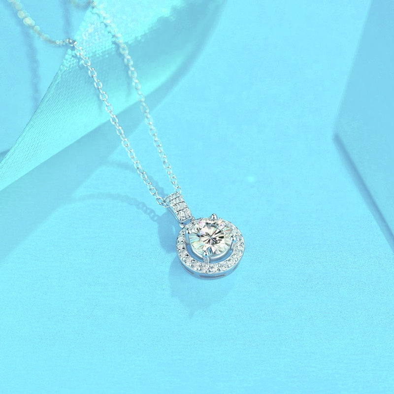 Privé Halo 1.00ct Moissanite Pendant Set in Sterling Silver