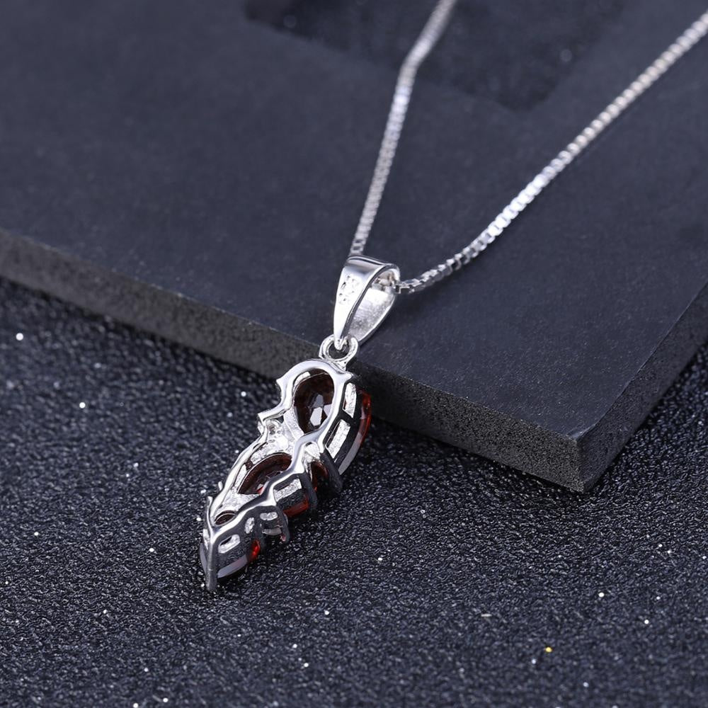 Garnet & Cubic Zirconia Pear Shape Drop Pendant Necklace