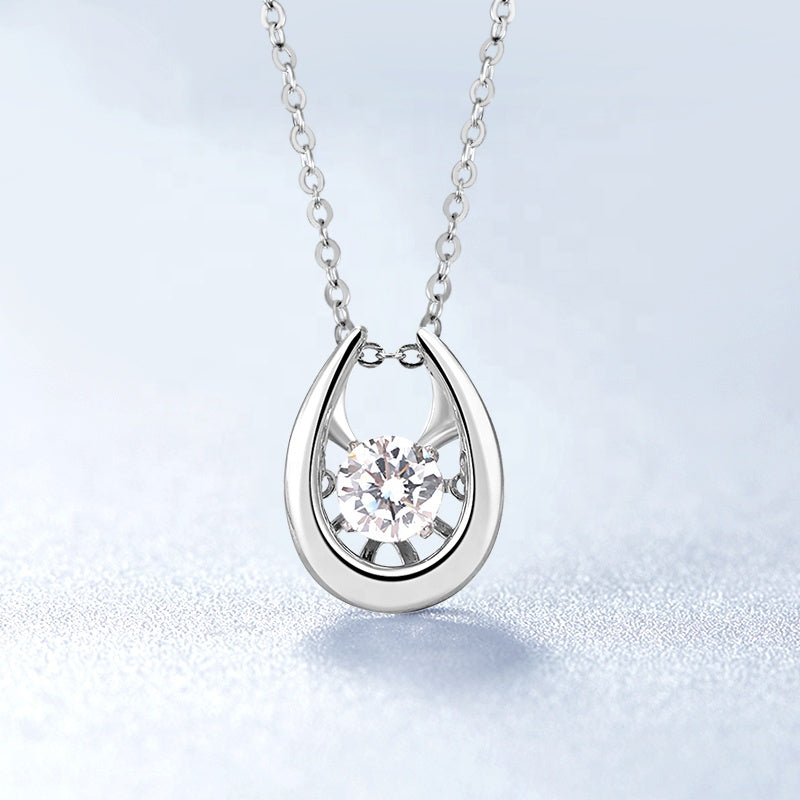 Heritage Dancing Moissanite Pendant Set in Sterling Silver