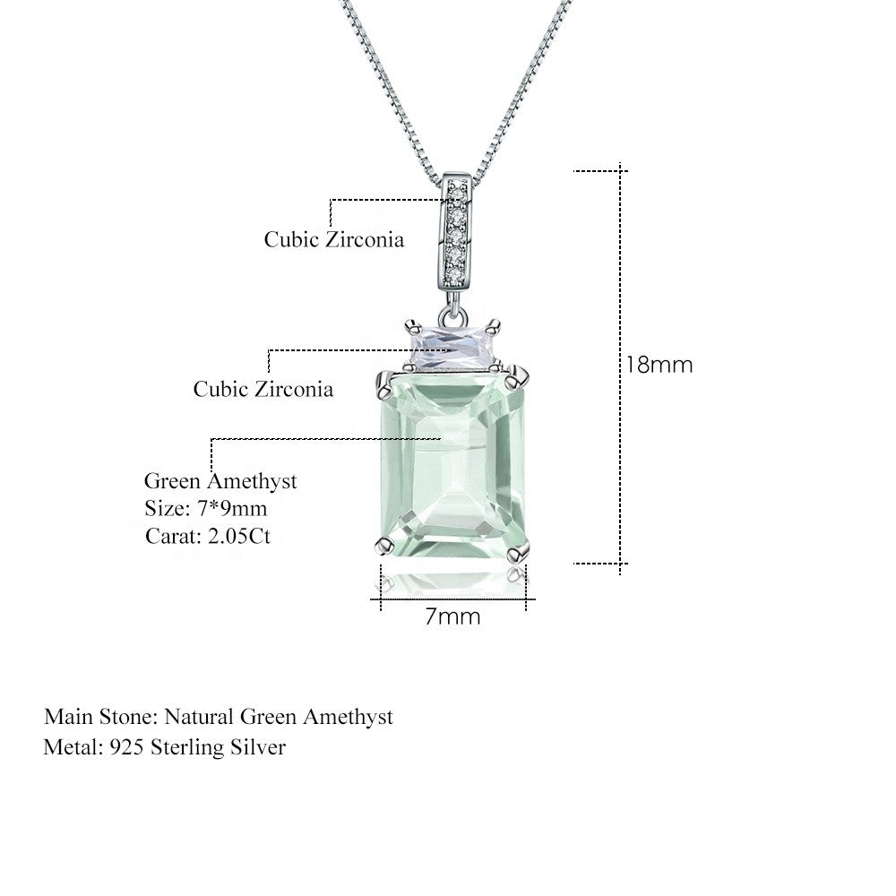 Green Amethyst 2.05ct Emerald Cut Pendant Necklace