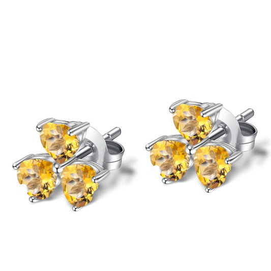 Citrine 0.23ct Heart Trilogy Stud Earrings
