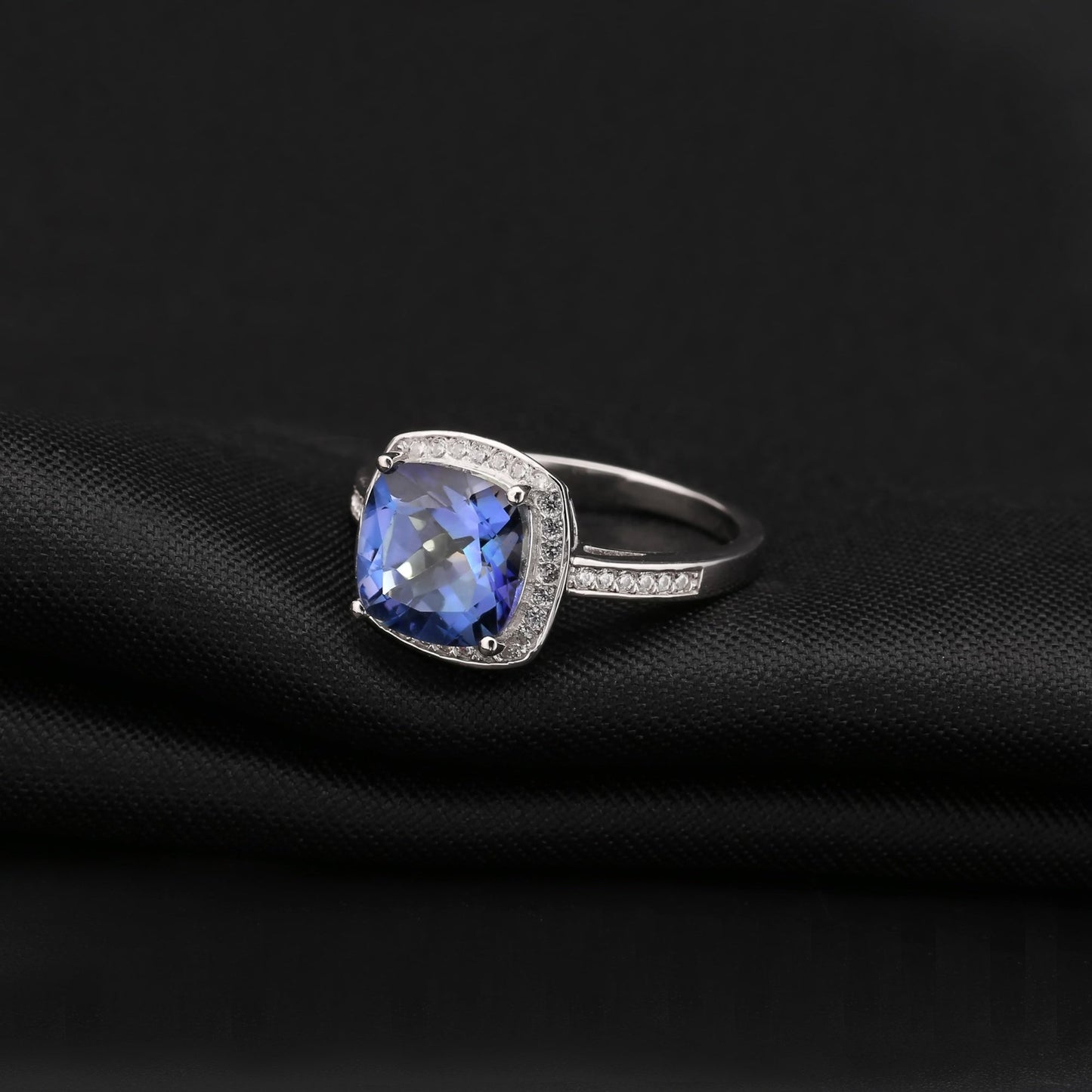 Elevé Halo Mystic Quartz Ring - Cushion Cut