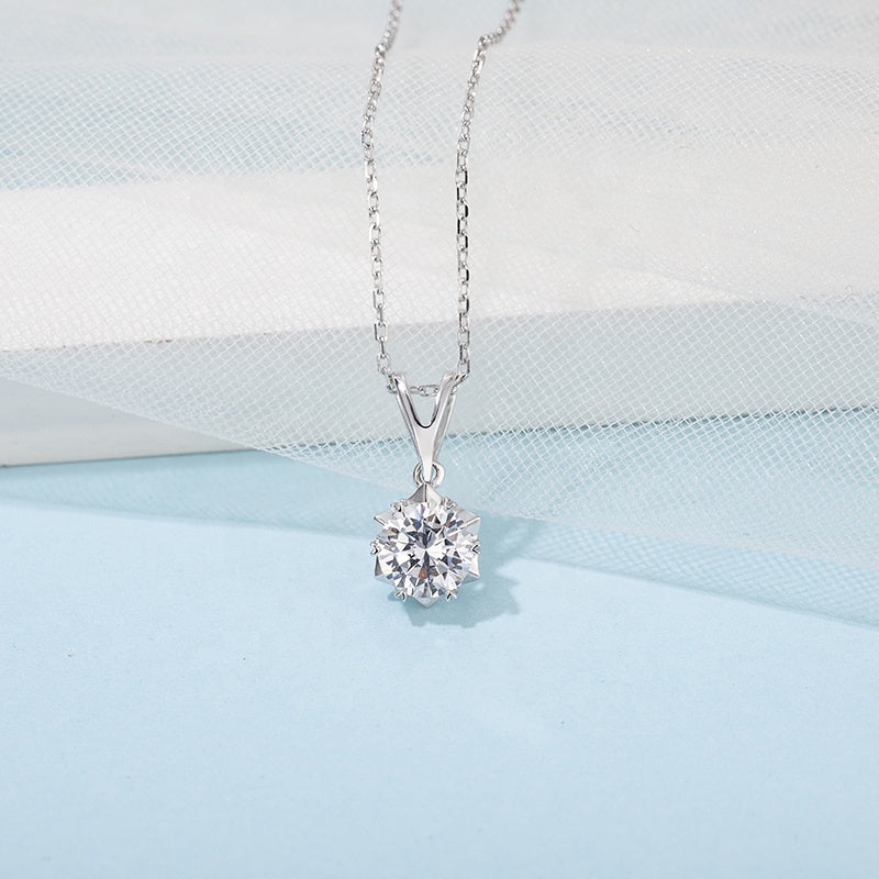 Snowflake 6 Claw 1.00ct Moissanite Pendant Set in Sterling Silver