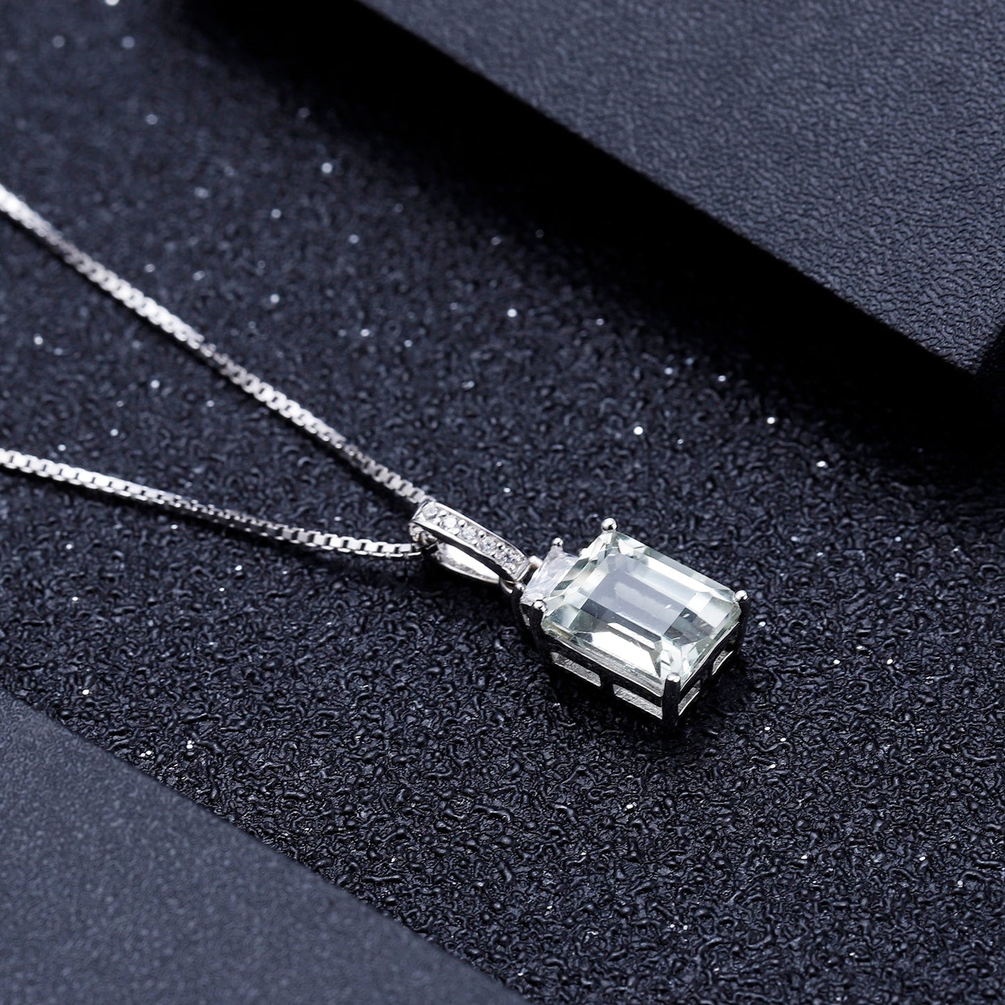 Green Amethyst 2.05ct Emerald Cut Pendant Necklace