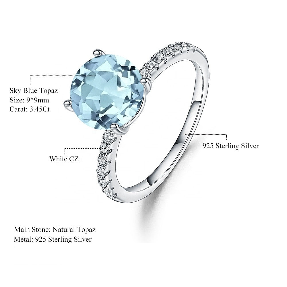Privé Blue Topaz Ring - Round Brilliant Cut
