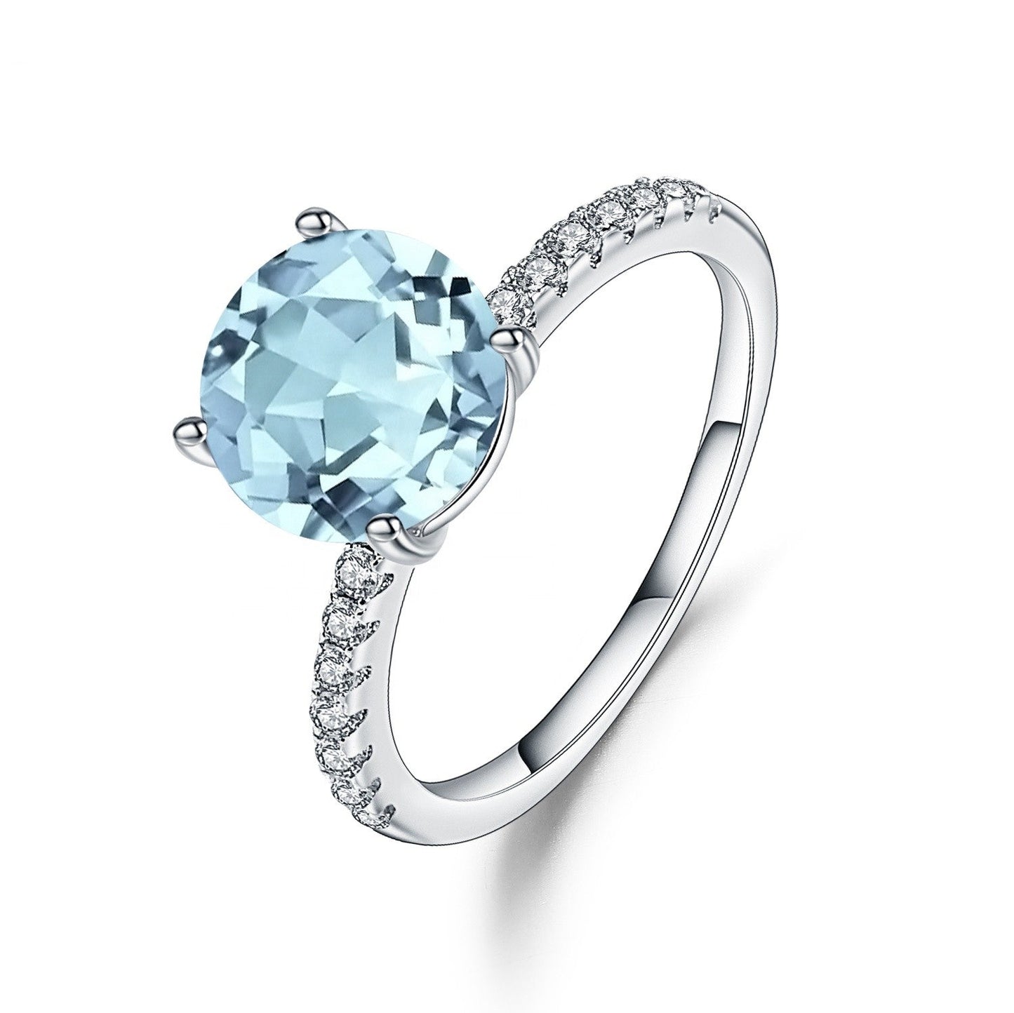Privé Blue Topaz Ring - Round Brilliant Cut
