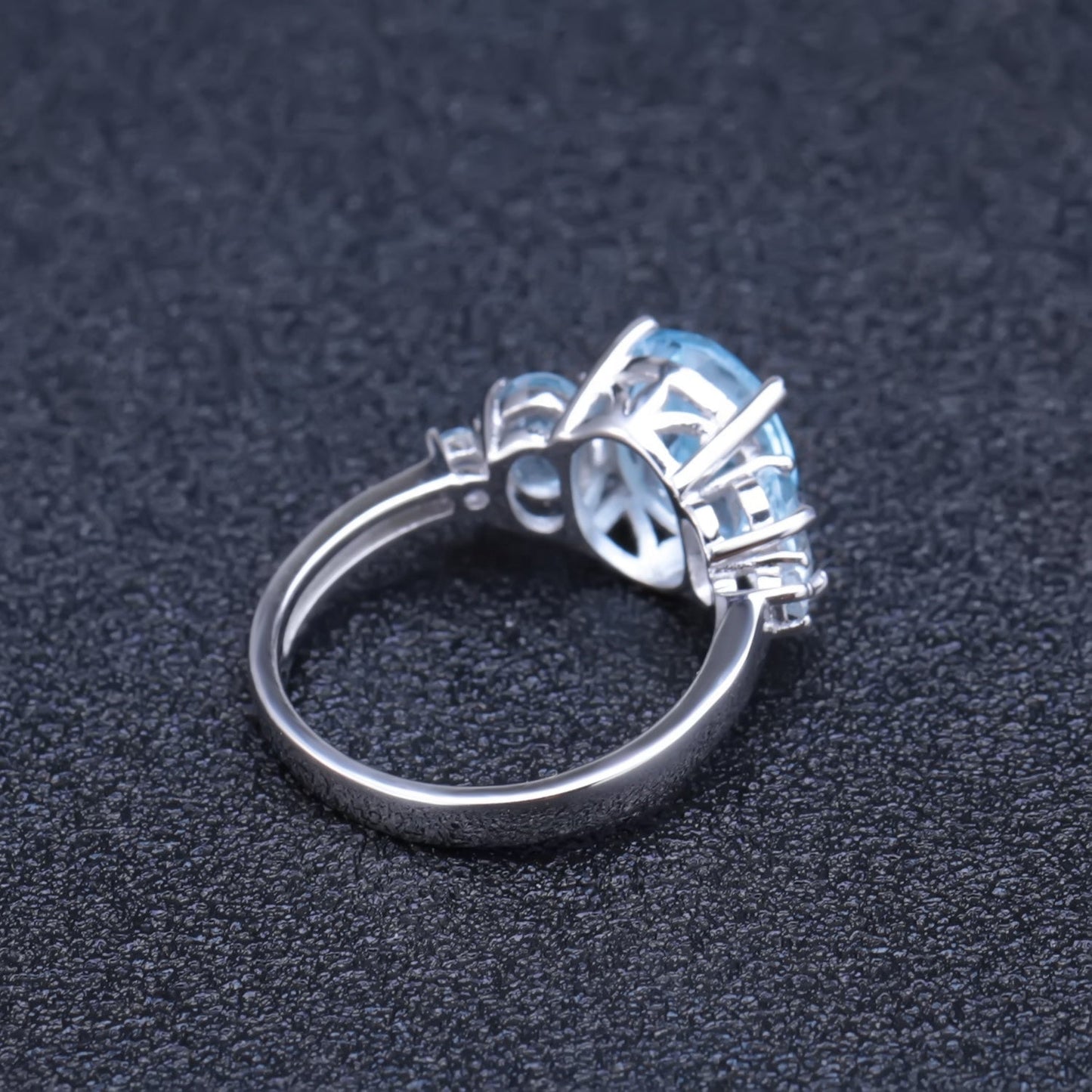 5 Stone Blue Topaz Ring - Oval Cut