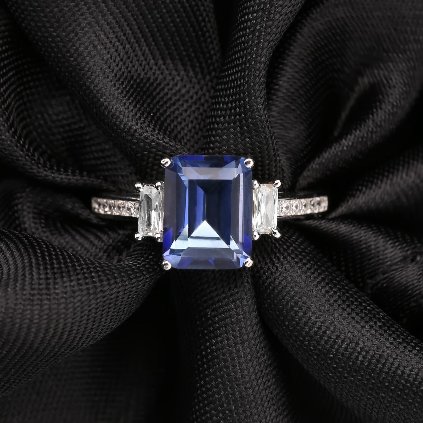 Trinity Mystic Quartz Ring - Emerald Cut