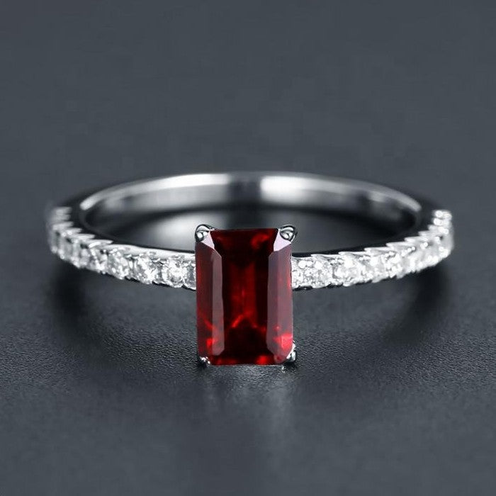 Privé Garnet Ring - Emerald Cut