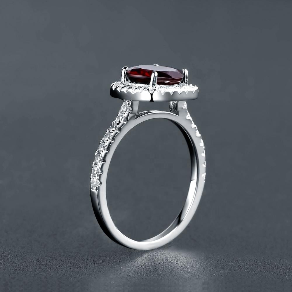 Heritage Garnet Halo Ring - Round Brilliant