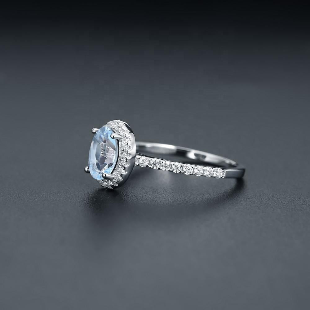 Heritage Blue Topaz Halo Ring - Oval Cut