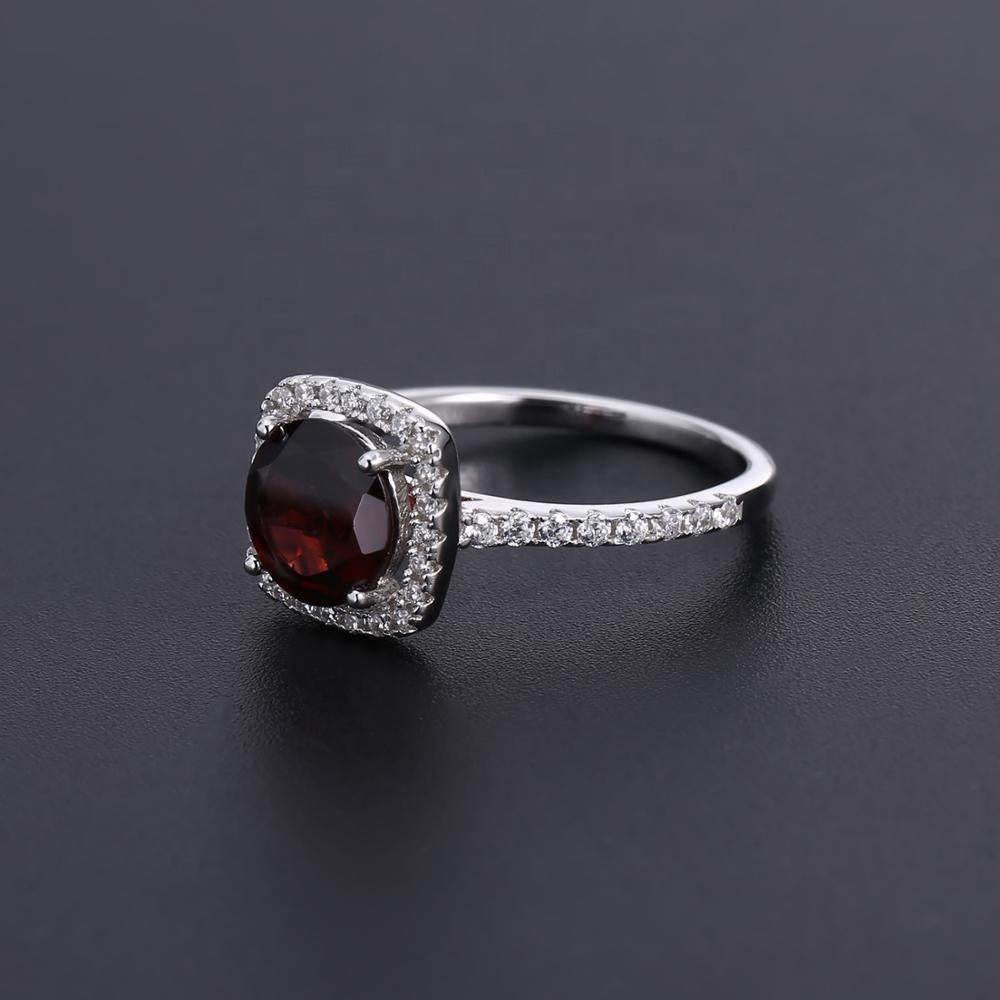 Heritage Garnet Halo Ring - Round Brilliant