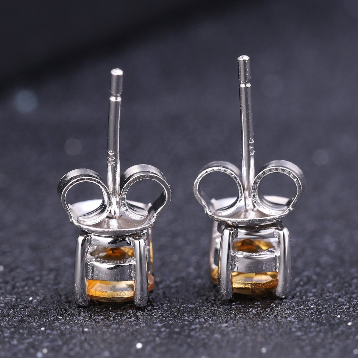 Citrine 0.48ct Round Brilliant Stud Earrings
