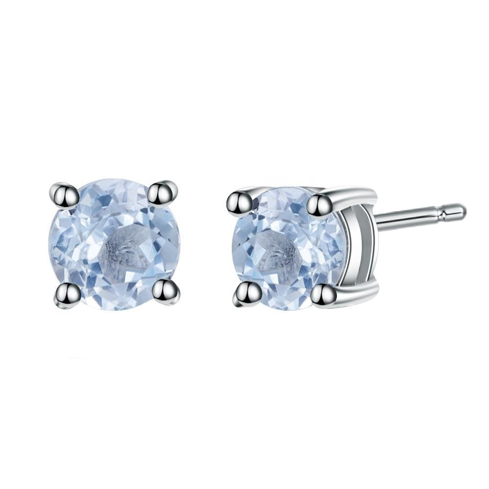 Blue Topaz 1.05ct Round Brilliant Stud Earrings