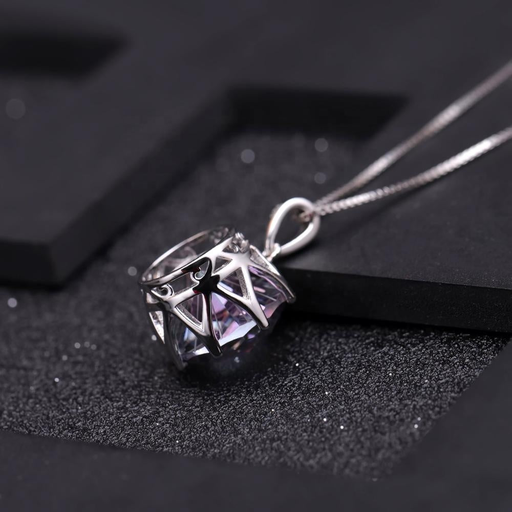 Mystic Quartz 9.64ct Round Brilliant Pendant Necklace