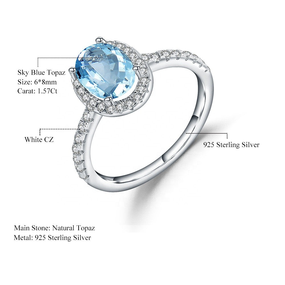 Heritage Blue Topaz Halo Ring - Oval Cut