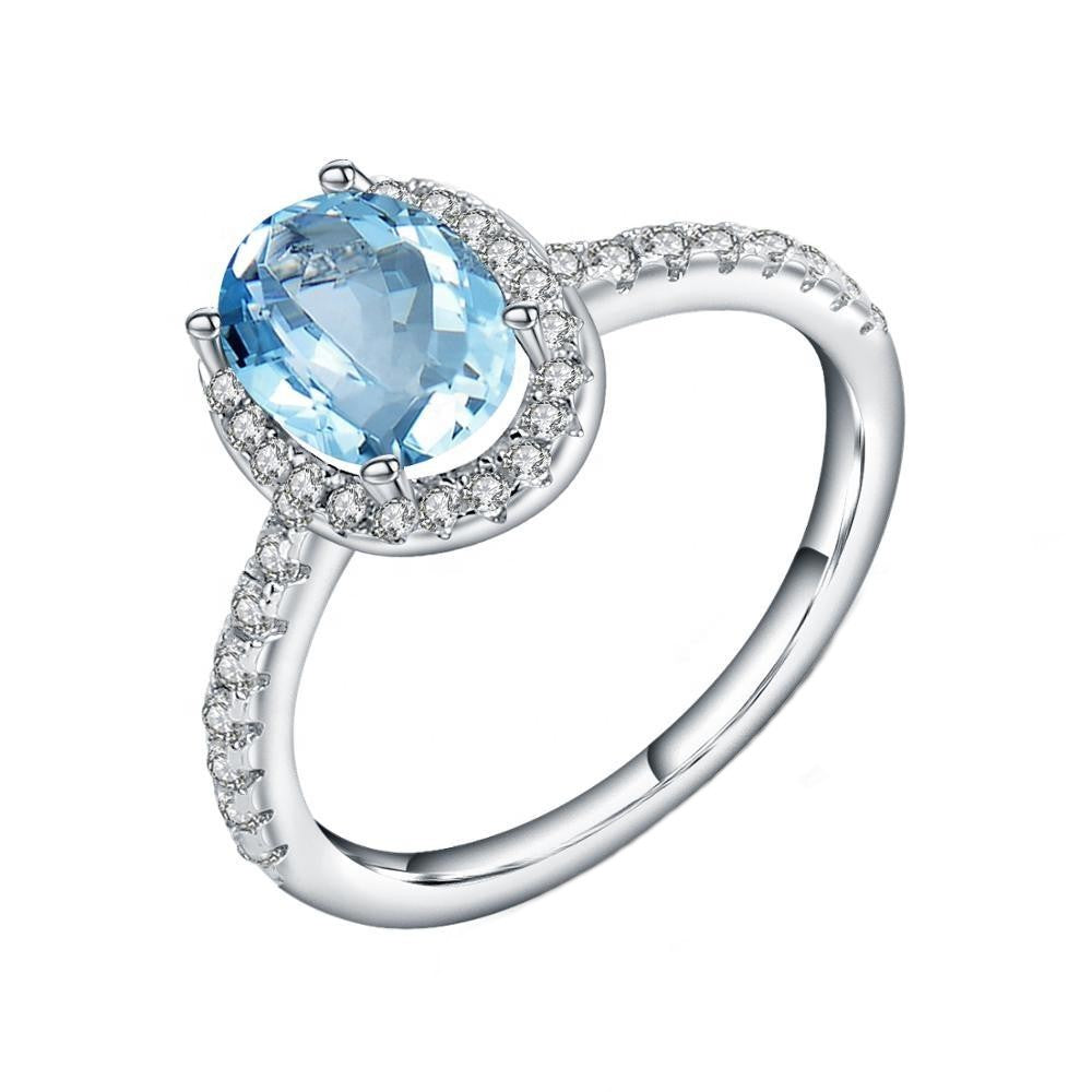 Heritage Blue Topaz Halo Ring - Oval Cut