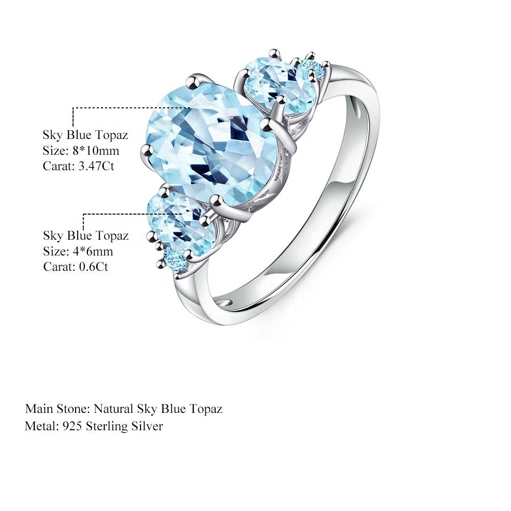 5 Stone Blue Topaz Ring - Oval Cut