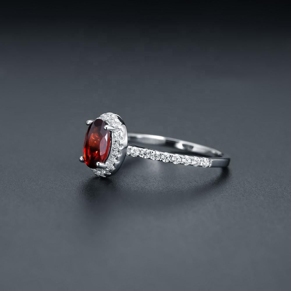 Heritage Garnet Halo Ring - Oval Cut