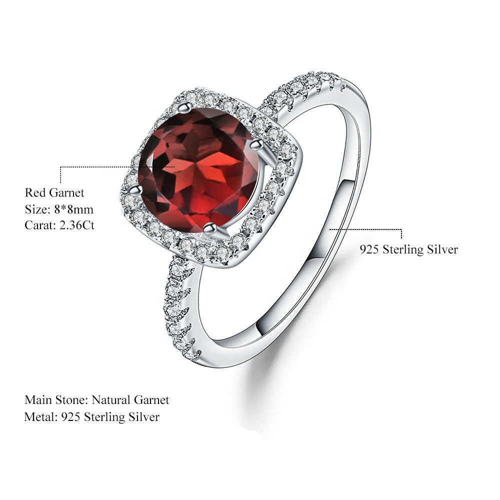 Heritage Garnet Halo Ring - Round Brilliant