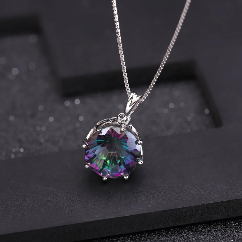 Mystic Quartz 9.64ct Round Brilliant Pendant Necklace