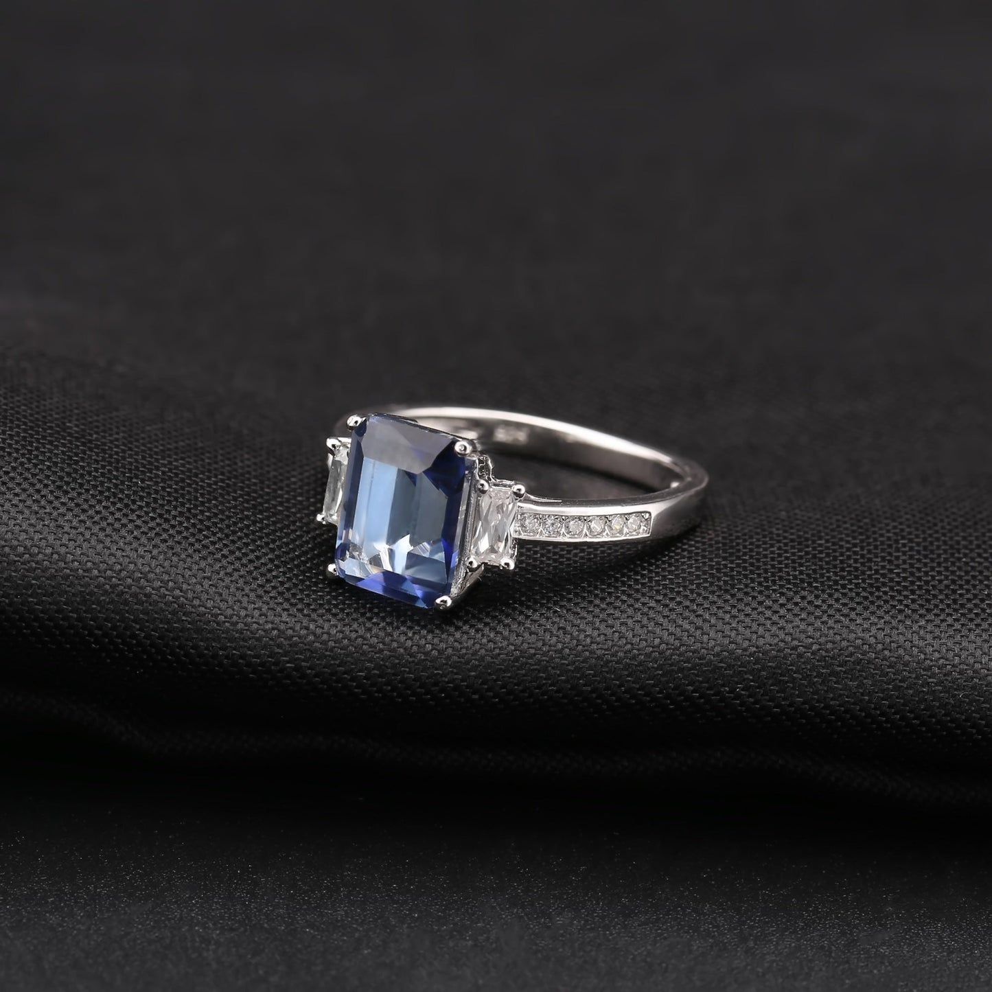 Trinity Mystic Quartz Ring - Emerald Cut