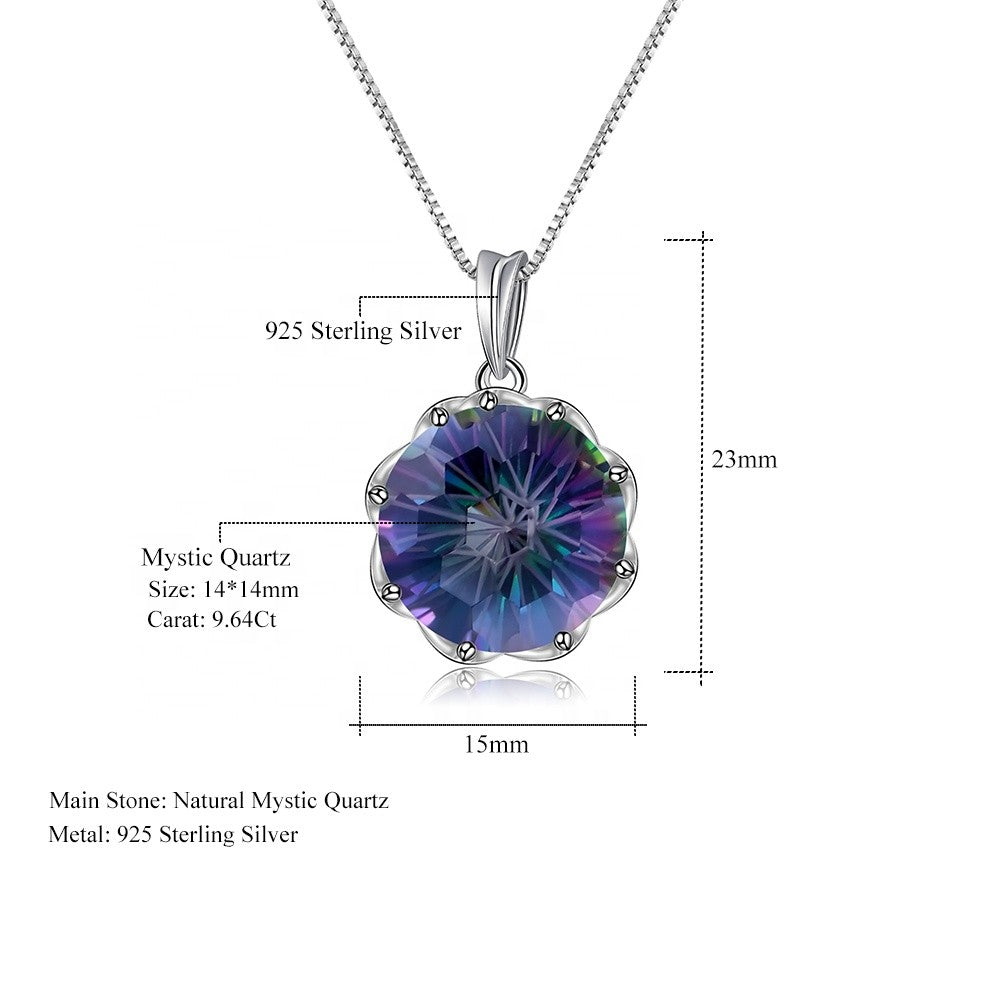 Mystic Quartz 9.64ct Round Brilliant Pendant Necklace