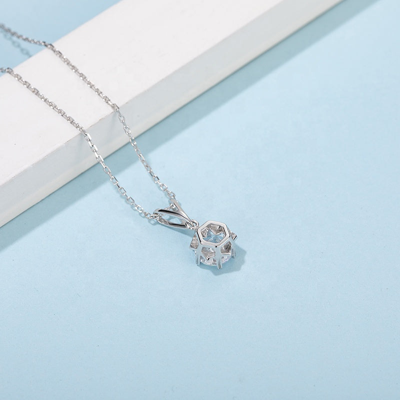 Snowflake 6 Claw 1.00ct Moissanite Pendant Set in Sterling Silver