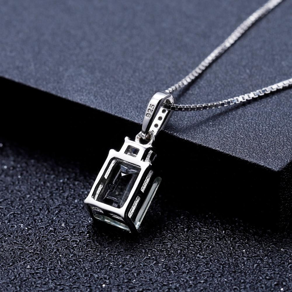 Green Amethyst 2.05ct Emerald Cut Pendant Necklace