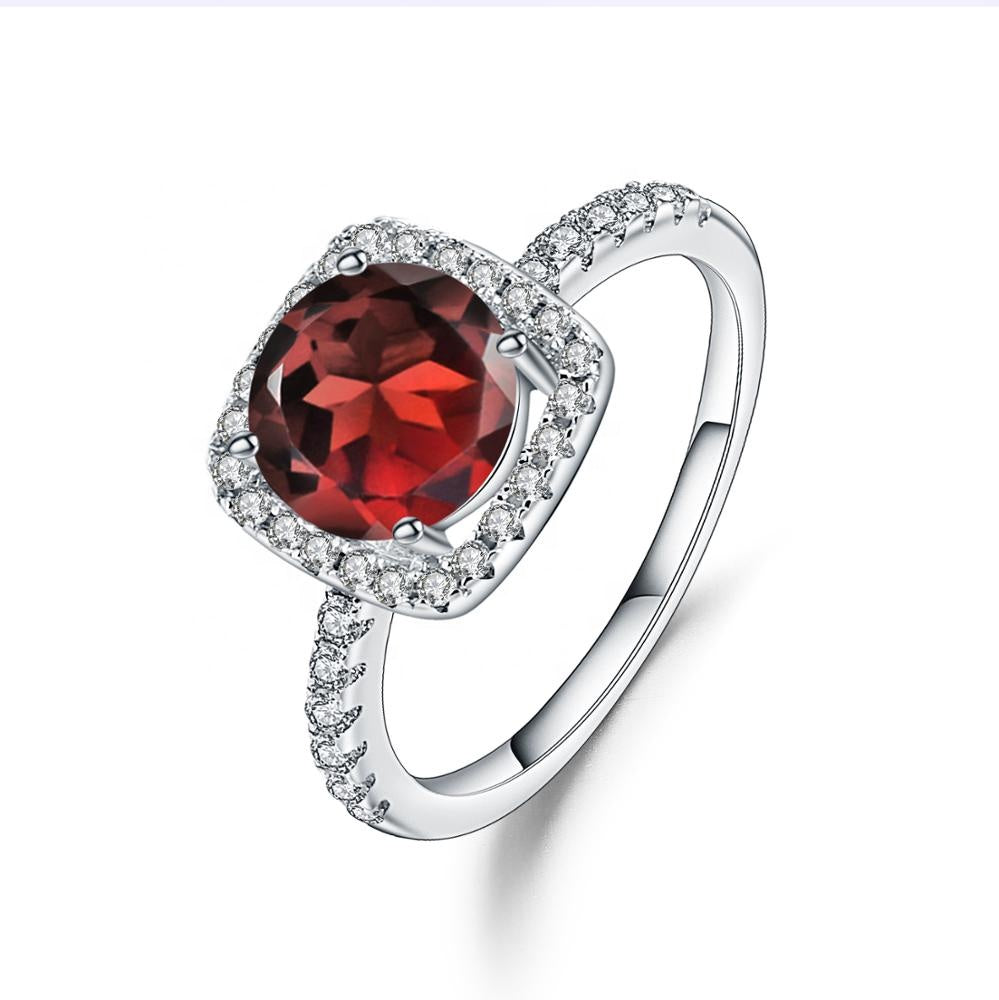 Heritage Garnet Halo Ring - Round Brilliant